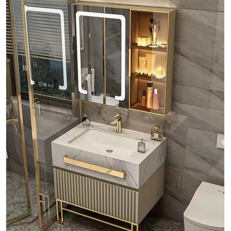 Modern Luxury Bathroom Cabinet with Combination Slate Basin Hotel Wall Mount Vanity Cabinet Bathroom Vanities Cabinets with Sink