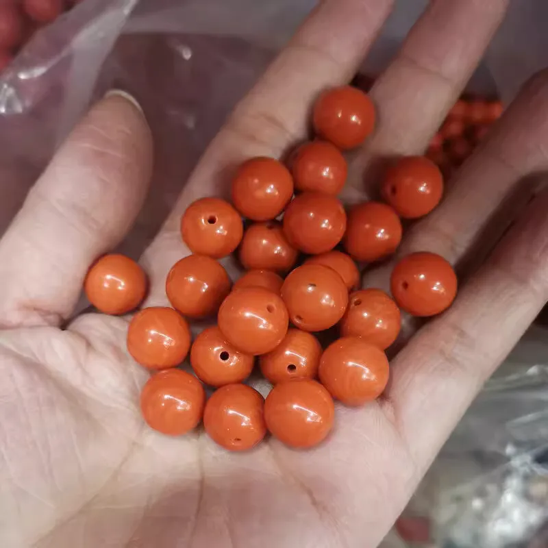 

5pieces orange red Coral round 8/10/12mm full hole for DIY jewelry making loose beads FPPJ wholesale nature gemstone