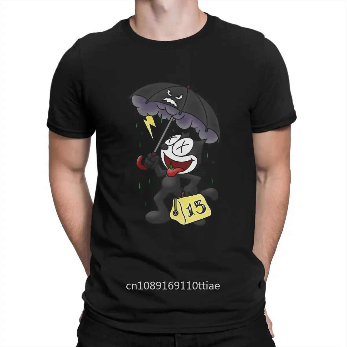 Happy Men T Shirts F-Felix The Cat Cartoon Funny Tee Shirt Short Sleeve Crew Neck T-Shirts 100% Cotton Summer Tops