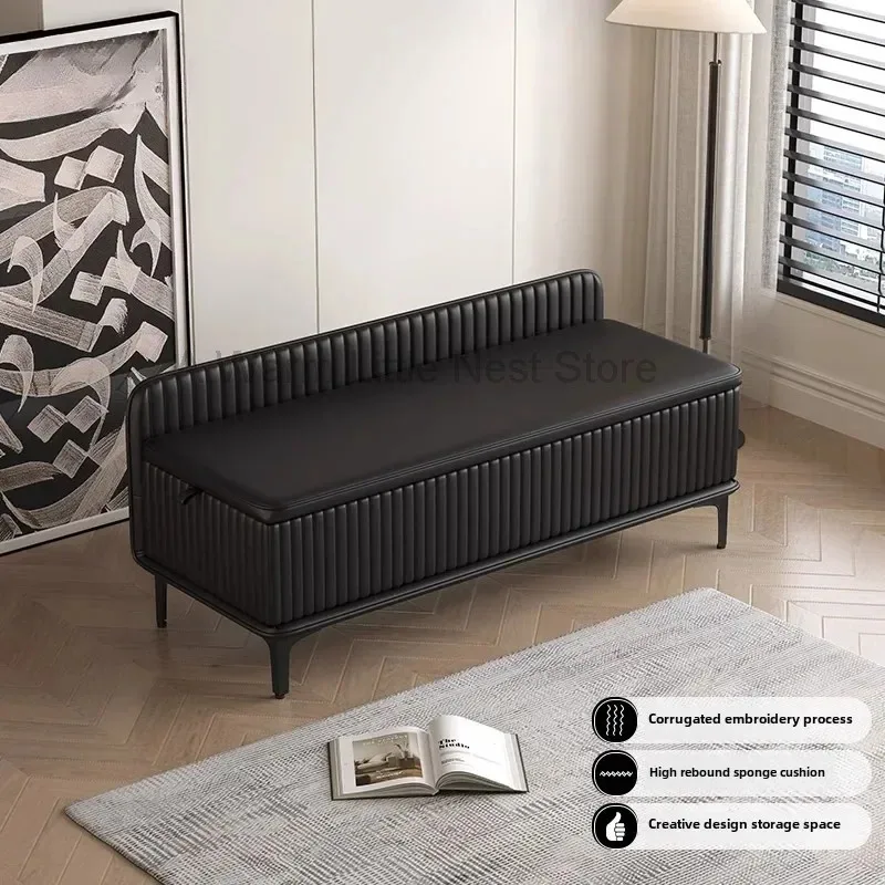 

Storage Shoe Changing At The Entrance Bedroom Bedside Stool Living Room Long Strip Leather Art Sofa Clothing Store Rest Stool