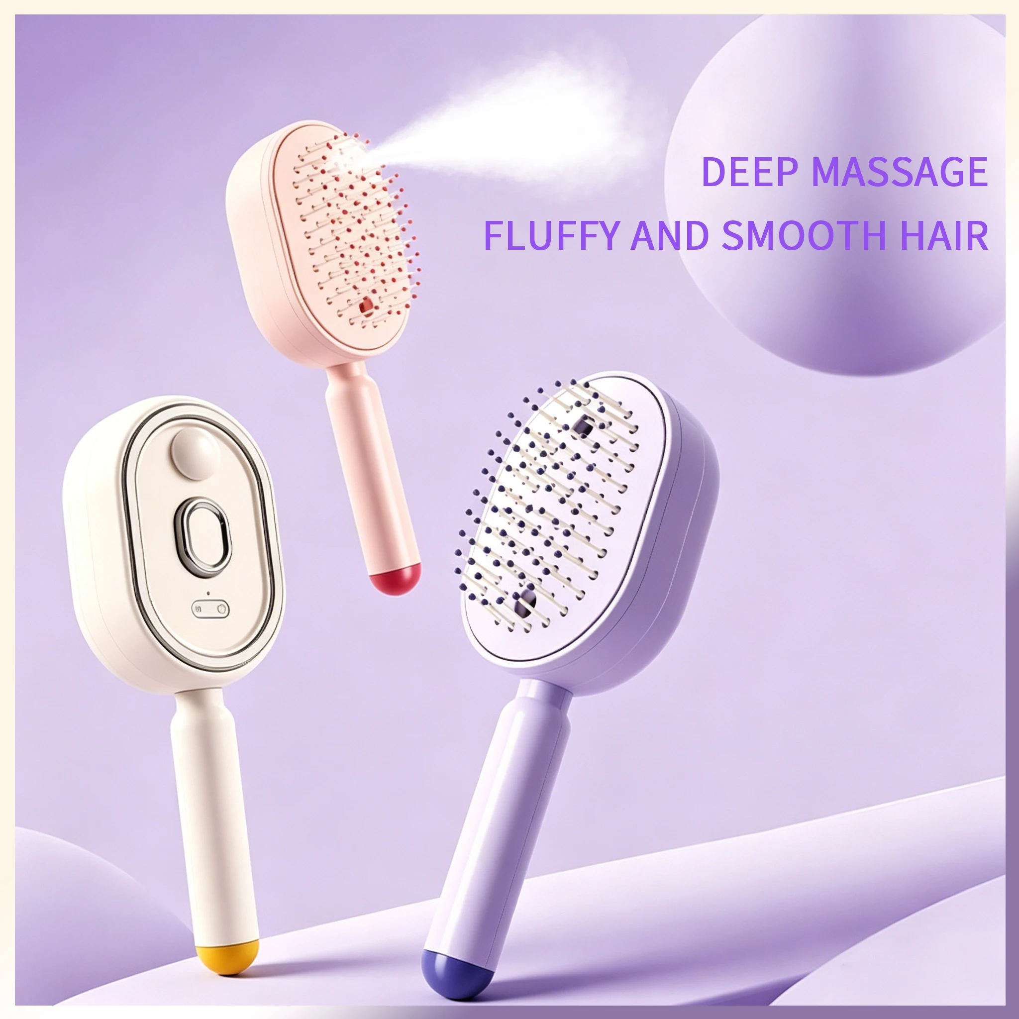 Electric Steam Spray Brush for Hair Electric Spray Air Cushion Comb for Women Rechargeable Water Spray Hair Brush Steam Massage