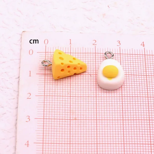 10 pcs Resin Cheese Poached Eggs Charm Pendants Craft DIY Earrings Bracelets Neck Handmade Craft Supplie