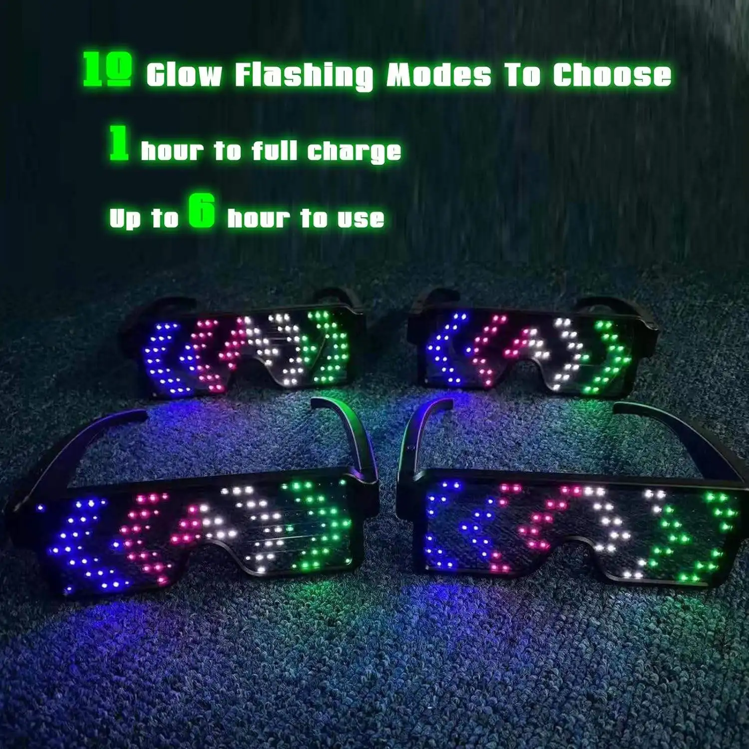 نظارات LED تضيء نظارات الحفلات الديناميكية المفضلة لمهرجان عيد الميلاد USB قابلة لإعادة الشحن LED نظارات وامضة متوهجة