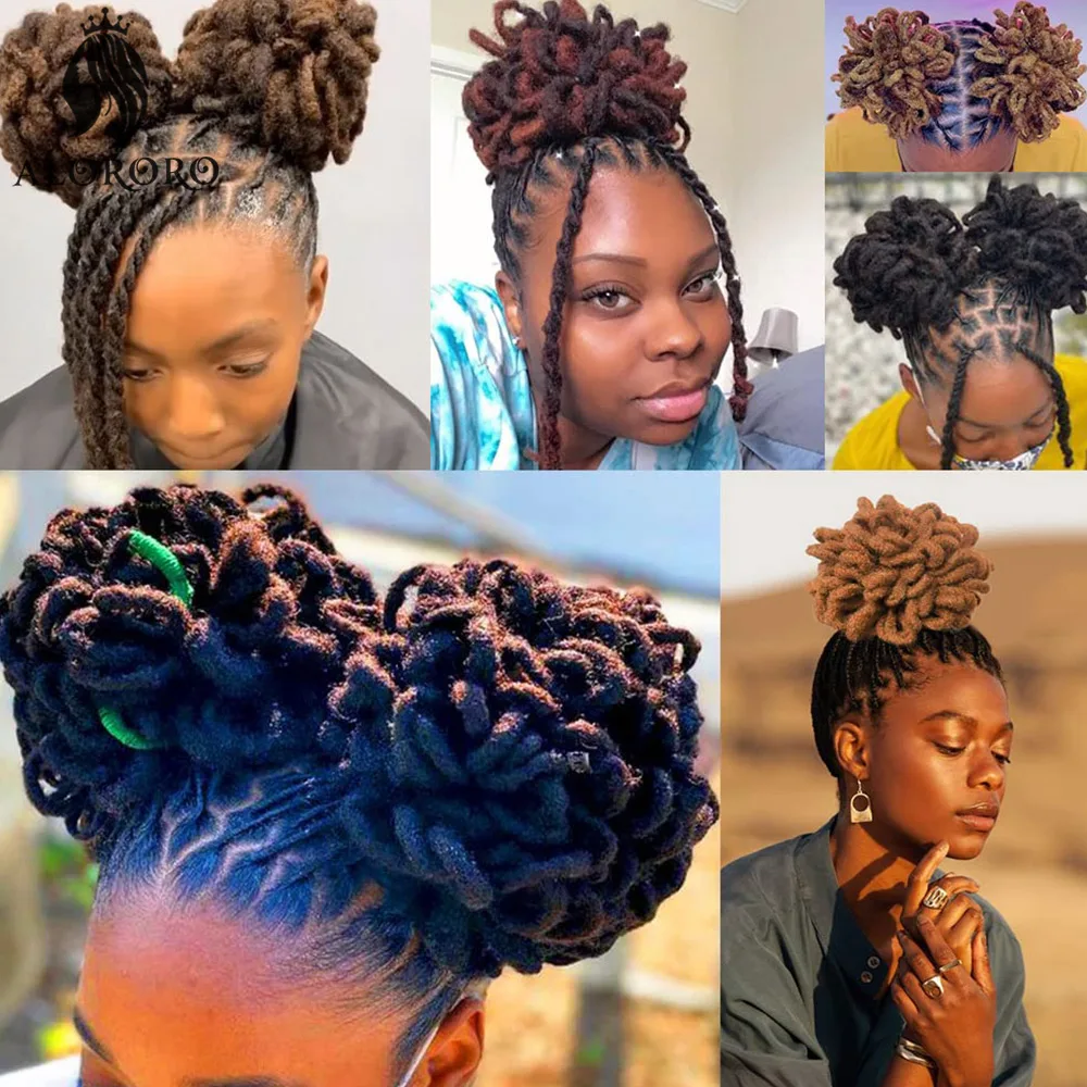 Syntetyczny Afro Dreadlock Bun Puff sznurek przyrząd do koka z włosów pleciony Faux Locs Chignon przypinany kucyk w perwersyjne włosy w koński ogon rozszerzenia