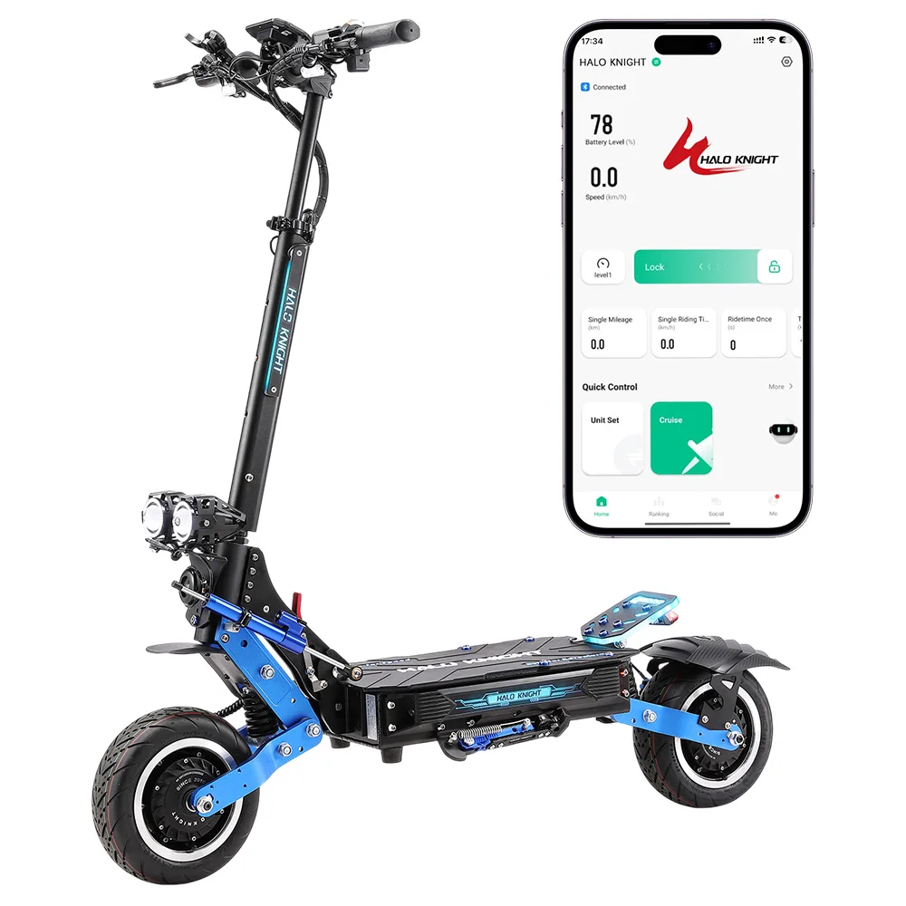 Halo Knight T108 Pro (2025 versie) Elektrische Scooter, 60V 38.4Ah Batterij, 2*3000W Motor, 11-inch Banden, 95km/u Max Snelheid, 80km