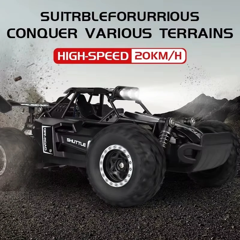 1/16 RC Drift Racing Car, four-wheel drive alloy off-road vehicle with LED lights, suitable for boys as a climbing toy gift