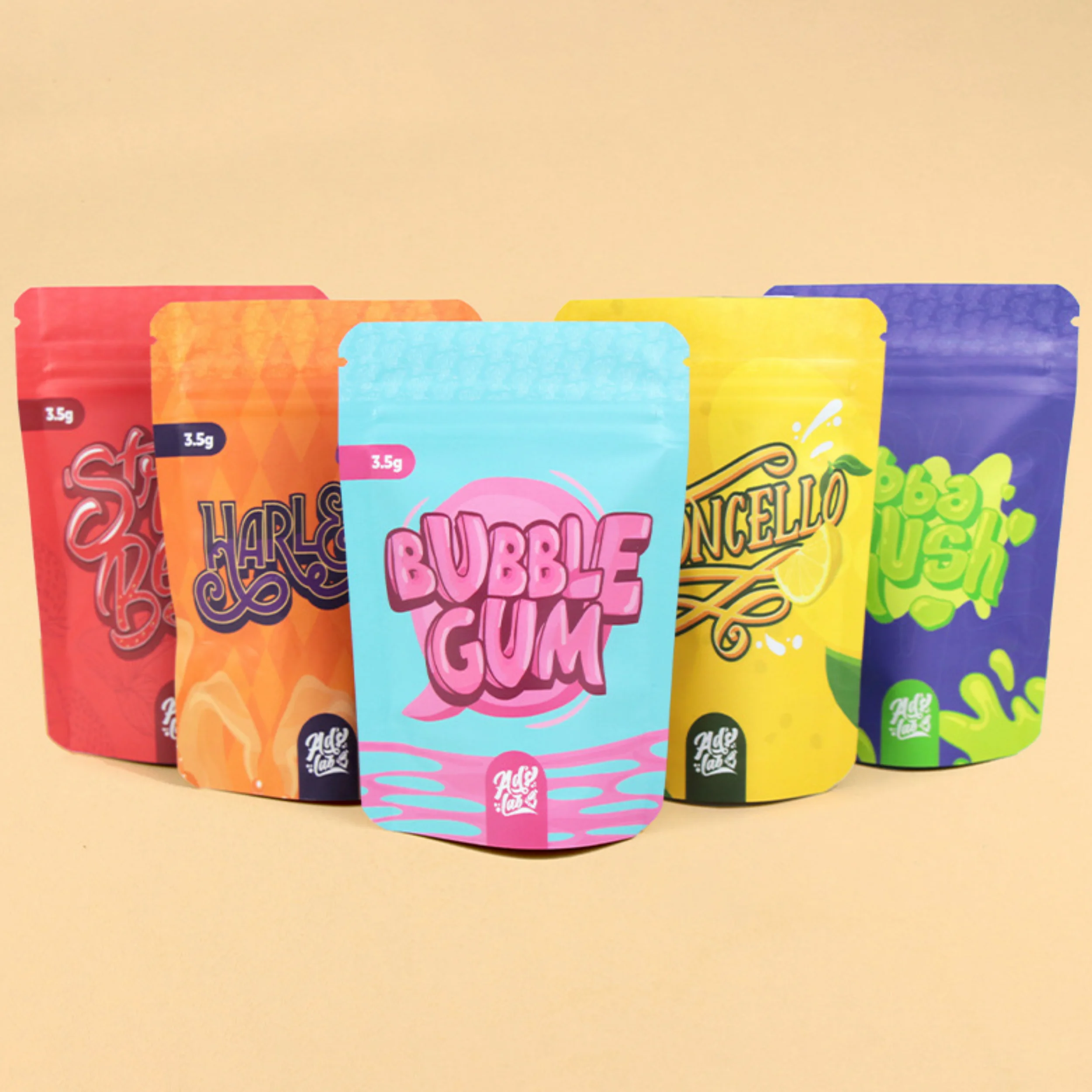 Sac à fermeture éclair sur pied en aluminium imprimé personnalisé de haute qualité, 50 pièces, pochette d'emballage pour thé, sucre et noix, Logo imprimé