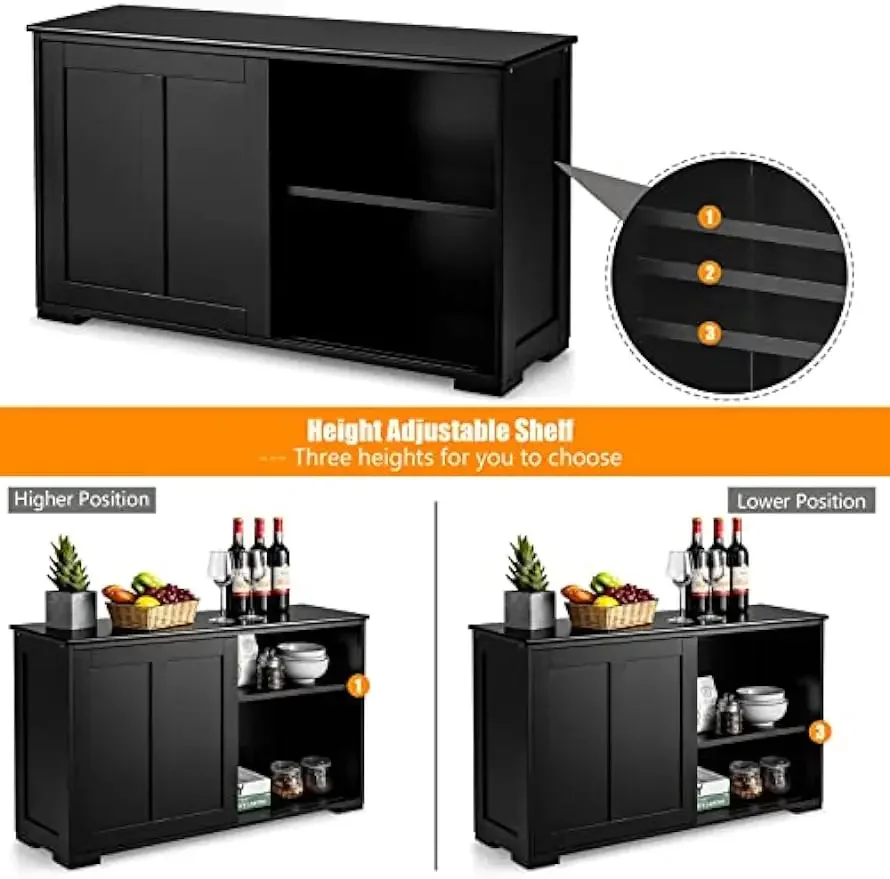 Buffets & Sideboards Kitchen Buffet Cabinet, Black, Large