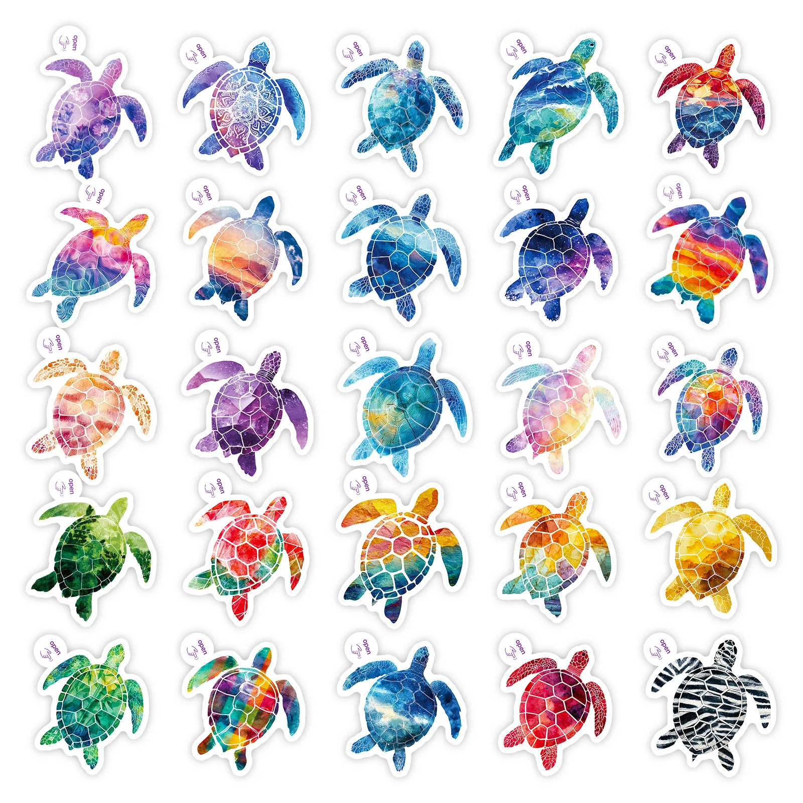 10/50PCS Cartoon Colorful Sea ​​Turtle Stickers Creativity Ocean Animals Graffiti Decoration DIY Notebook Guitar Phone Decals