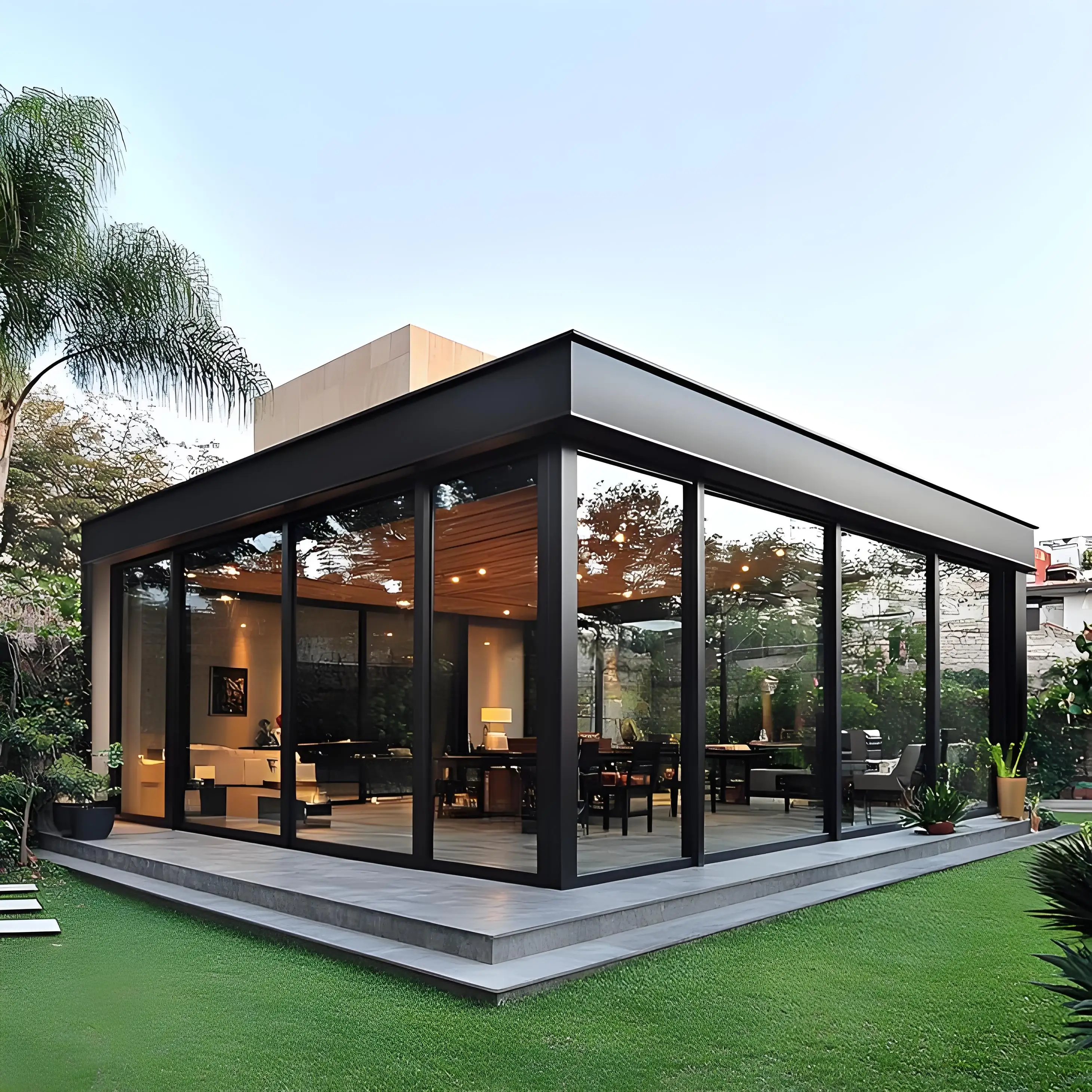 Sliding Door Sunrooms Front Entry Doors Double Glazed Aluminum Alloy Custom Garden Small Room Light-filled Spaces Offer