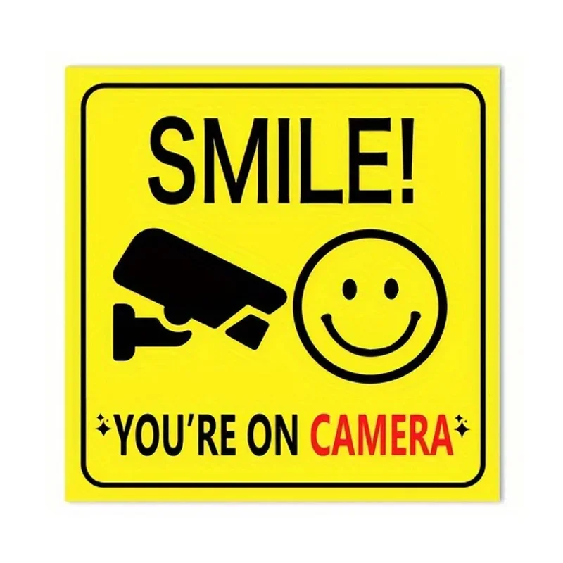 5pcs Car Styling Warning Smile Logo You're On Camera Cartoon PVC Painting Car Body Decal Waterproof Car Sticker Pattern Vinyl