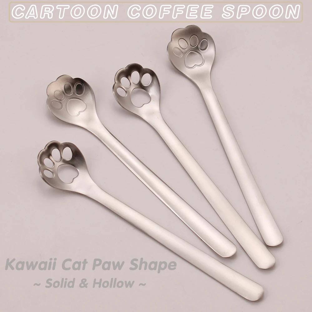 

Cartoon Cat Coffee Spoons Stainless Steel Stirrer Mini Espresso Drinkware Coffee Bar Cute Accessories Home Scoops