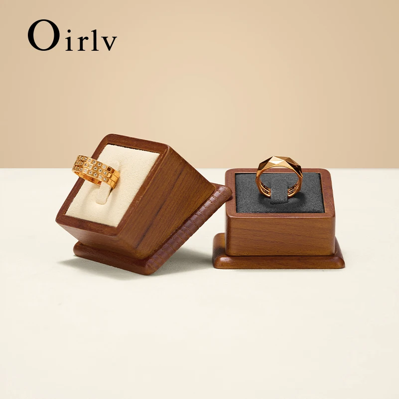 

Oirlv Square Wooden Velvet Ring Stand for Couples Jewelry Display Proposal Ceremony Wedding Photography Prop Ambiance