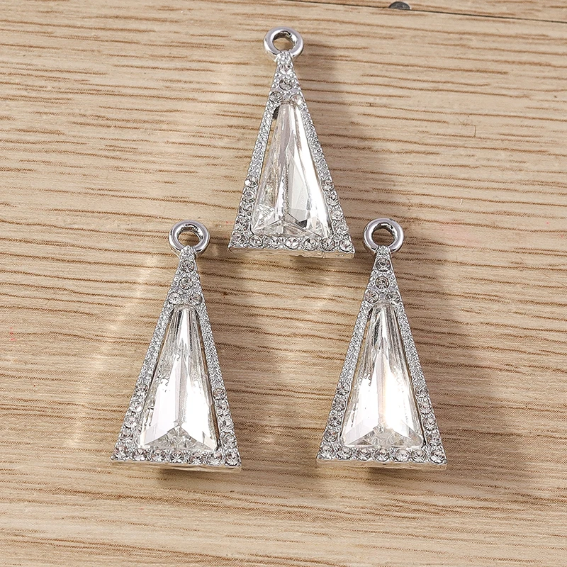 10 stücke 12x28mm elegante Kristall Dreieck Charms Anhänger für Schmuck machen Tropfen Ohrringe Halskette Armbänder DIY Handwerk liefert – Detail 10