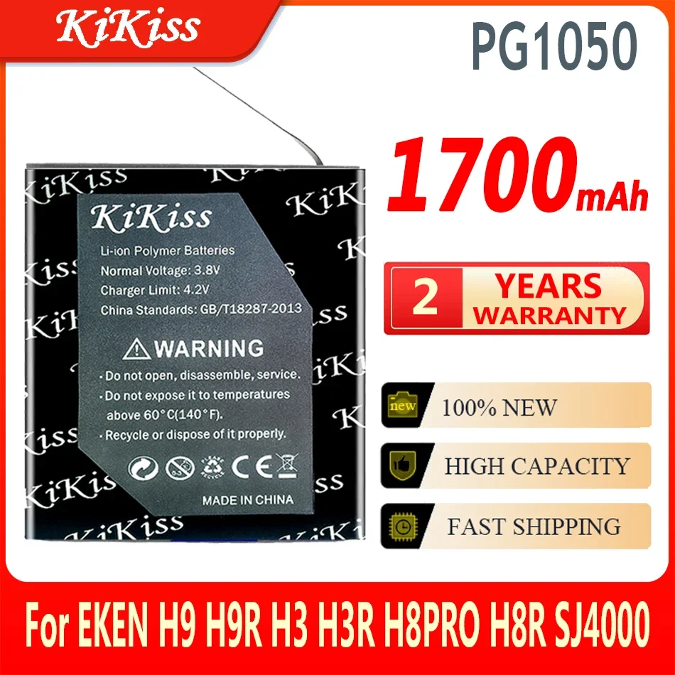 KiKiss 100% New Battery PG1050 1700mAh for EKEN H9 H9R H3 H3R H8PRO H8R SJ4000 SJCAM SJ5000 M10 SJ5000X Camera Batteries