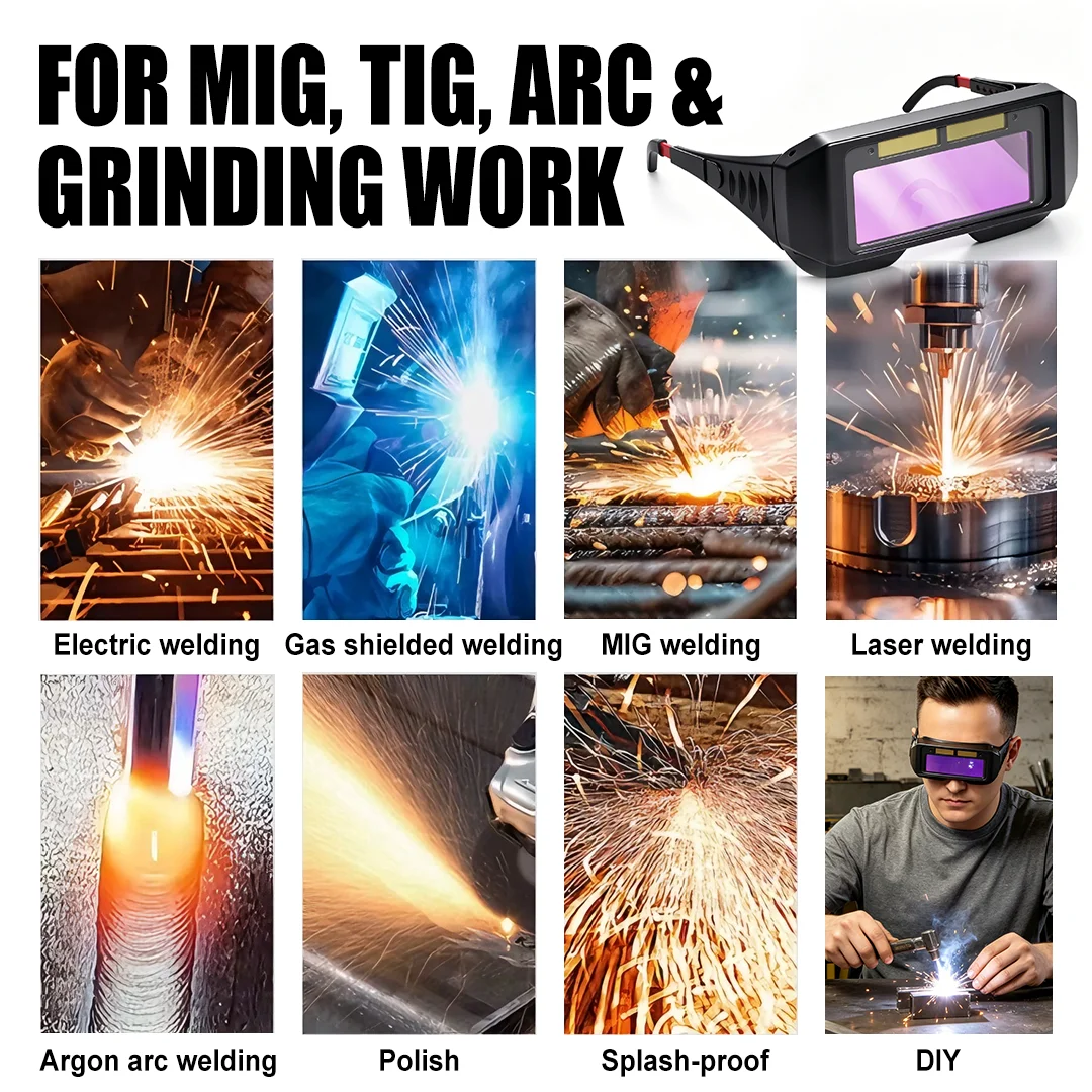 Solar Powered Auto Darkening Welding Goggles LCD Welder Glasses With Headband Eye Protection TIG MIG MMA Plasma Welder Glasses image 6