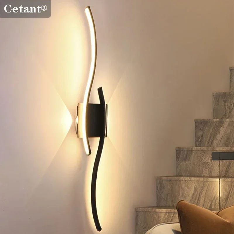 LED Strip Wall Lamp 60/80/100/120CM Remote Control Double Curve Light Bedside Living Room Bedroom Home Decor Led Lighting Lamps