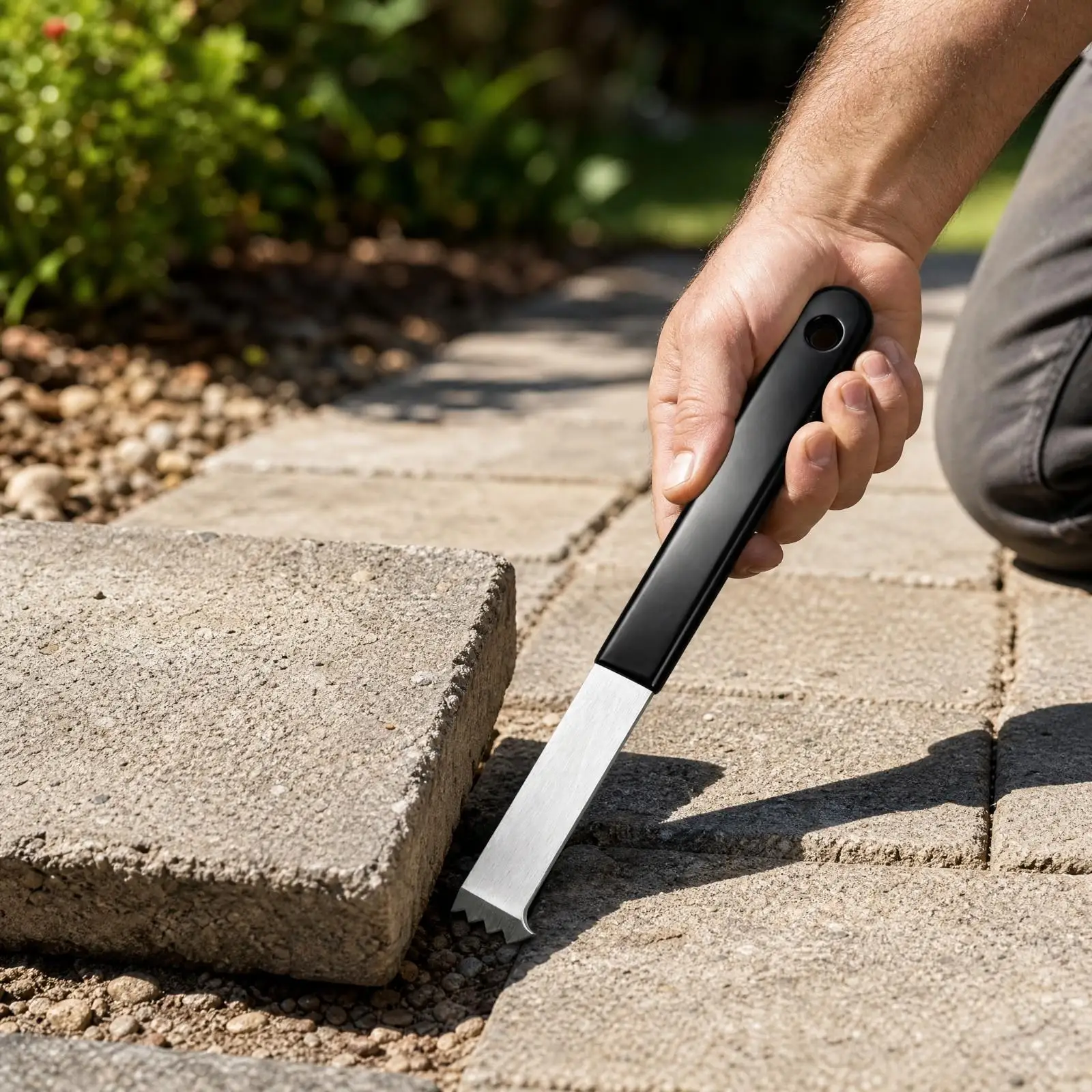 Paving Stone Extractor Hand Tool for Lifting Slabs and Clearing Debris from Narrow Joints for Patio Walkway and Yard Upkeep