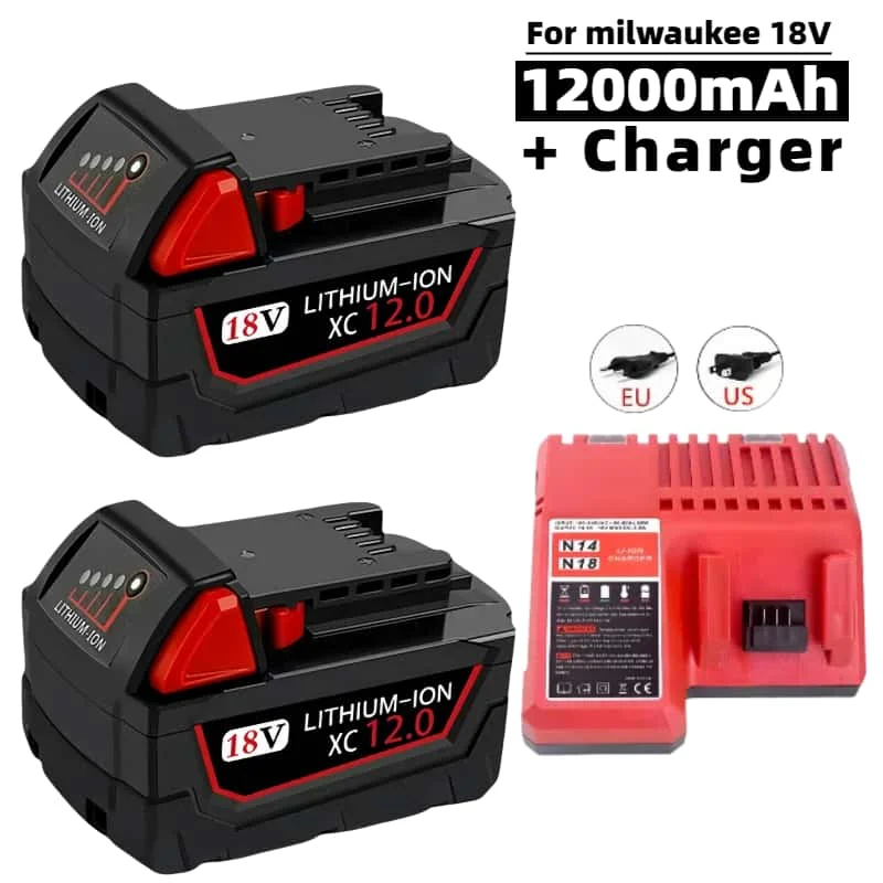 18650 batteries for Milwaukee M18 48-11-1815 48-11-1850 2646-20 2642-21ct power tools 12Ah,9Ah,6Ah 18V rechargeable batteries