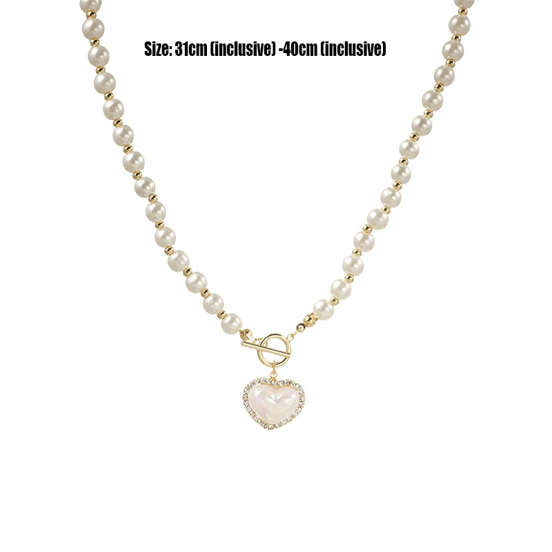 Instagram New Super Immortal Style Imitation Pearl Love Necklace Cool And Sweet Ot Buckle Collar Chain Women