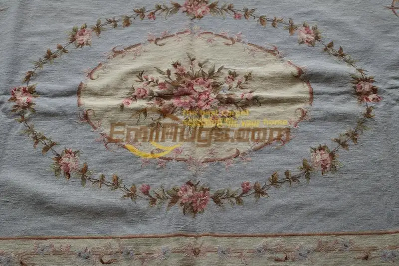 Hand Stitched Needlepoint Throw Hand-stitched French Style Woollen Carpet Handmade Sofa Blanket Luxury Natural Sheep Wool