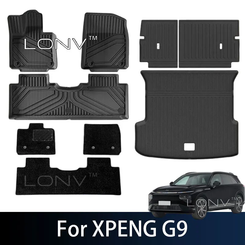 TPE Floor Mats For XPENG G9 2026 2025 Car LHD All Weather Trunk Mat Cargo Liner Cover Protection Waterproof Interior Accessories
