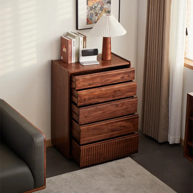 All solid wood chest of drawers North American black walnut storage cabinet Nordic modern simple bedroom