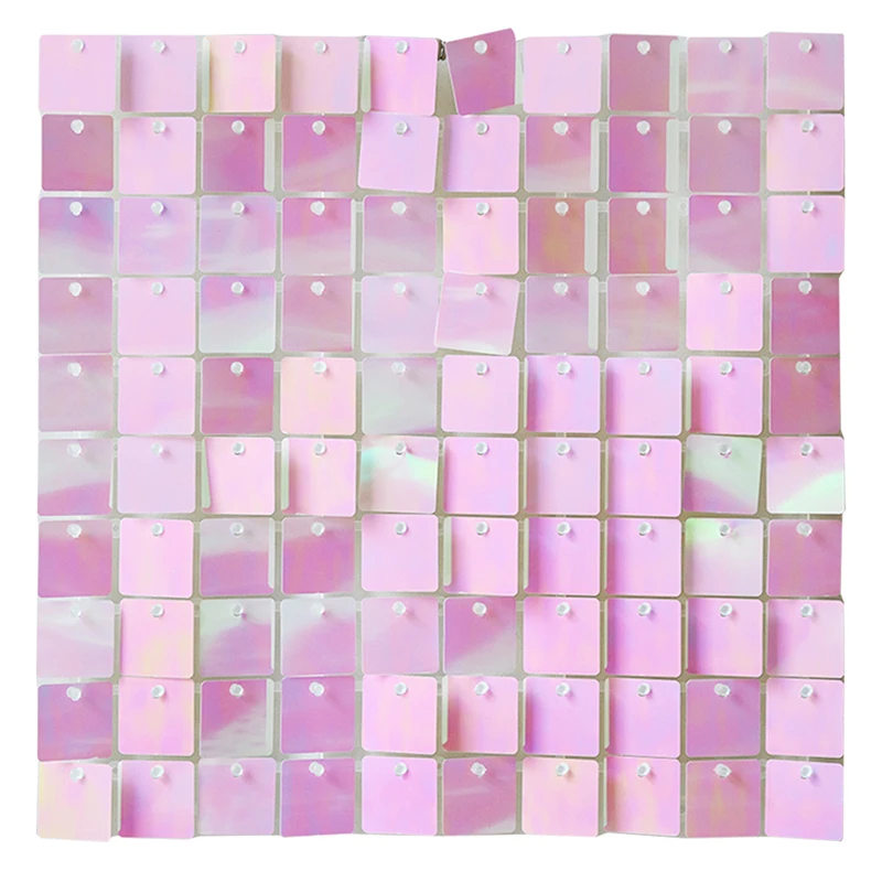 12/18Pcs Shimmer Wall Backdrop Square Sequin Panels Decor For Valentine's Decoration Birthday Wedding Bachelorette Party 30*30cm