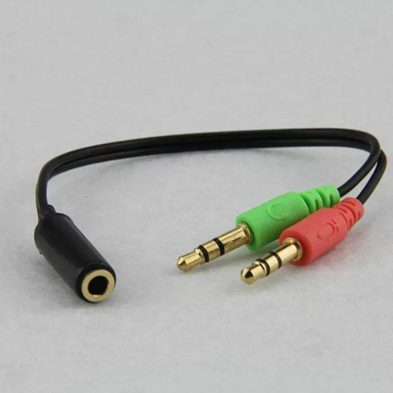 3.5mm Jack 1 Female to 2 Male Headphone Stereo Audio Cable Microphone Y Splitter Adapter Aux Cord For Earphone PC Laptop