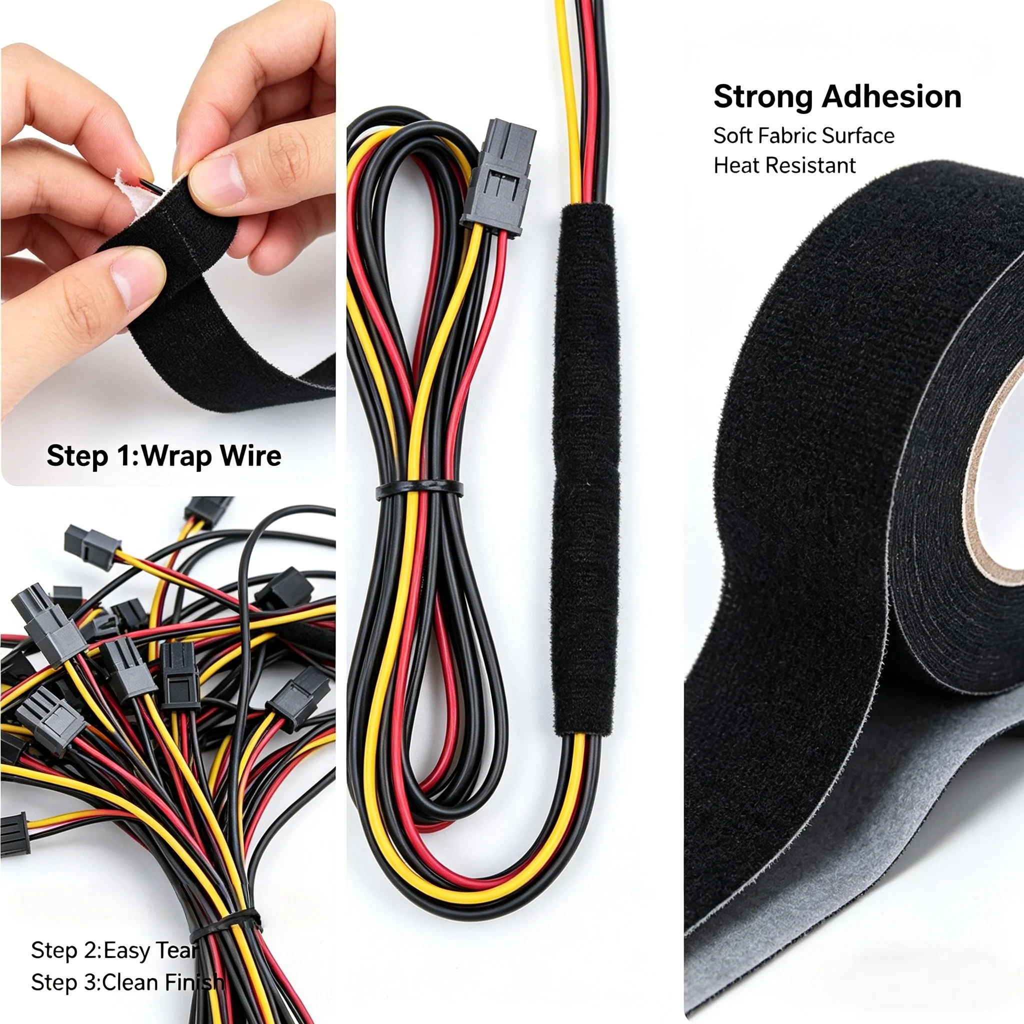 19mm Automotive Wiring Harness Tape Fabric Wire Loom Wrap Anti Rattle Noise Reduction Heat Resistant Interior Cable Protection