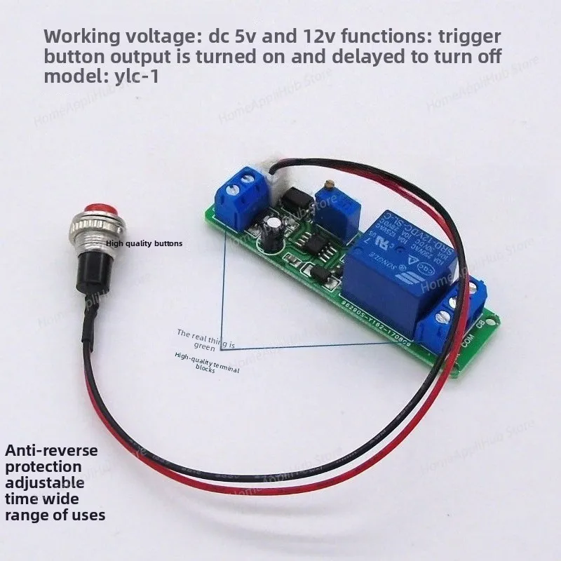 External Button Trigger To Connect, Delay To Disconnect, Time Adjustable, Relay Switch Module 5v/12V