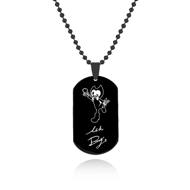 Horror Game Figure Bendy Necklace Stainless Steel Pendant Game Jewelry for Gamers Fans Necklace Accessories