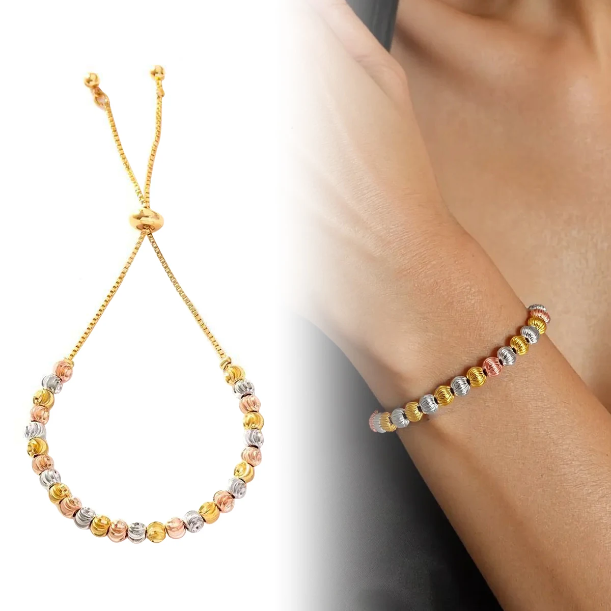 

Waterproof Women's High Quality Charm Sand Ball Shiny Beads Mixed Color Elastic Bracelets Fashion Elegant Casual