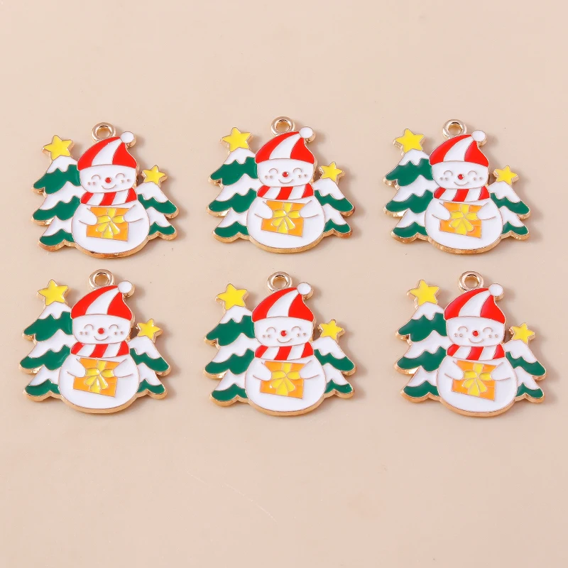 20 Stück gemischte Cartoon-Emaille-Weihnachts-Schneemann-Anhänger für Schmuckherstellung, Ohrhänger, Halsketten, DIY-Bastelzubehör, Geschenk – Detail 22