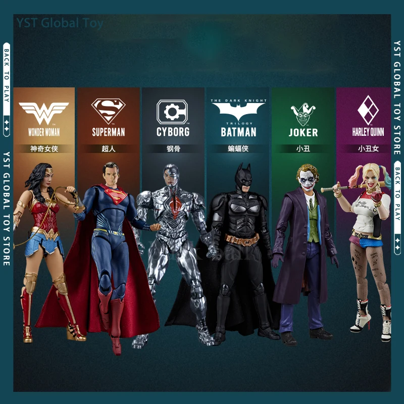 

1/9 Fondjoy DC Action Figure Justice Superman Batman League Harley Quinn Cyborg Wonder Woman The Joker Anime Figures Model Toy