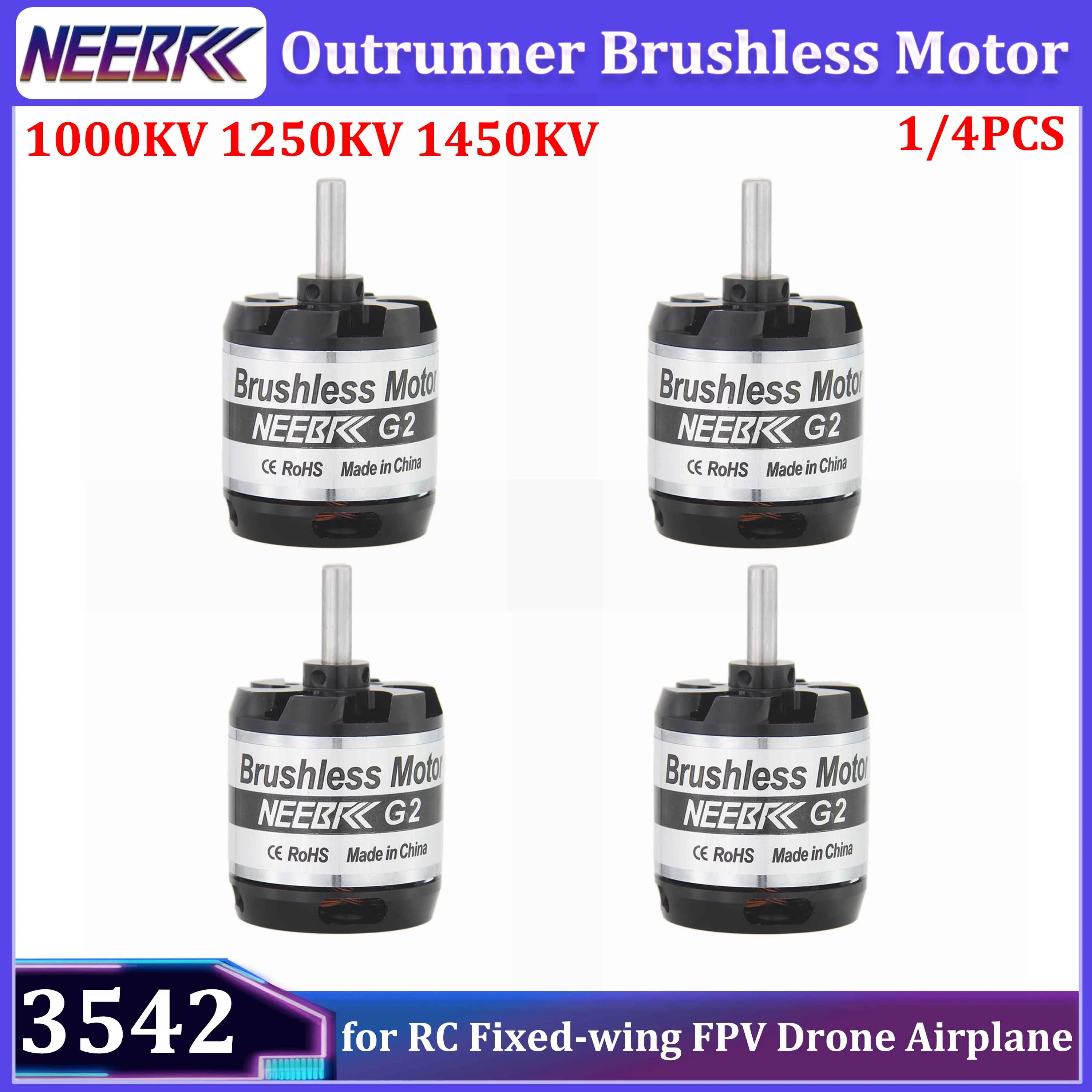 

1/4 шт. NEEBRC 3542 1000/1250/1450KV Бесколлекторный мотор Outrunner 2-4S для радиоуправляемых самолетов, FPV-дронов, вертолетов, квадрокоптеров