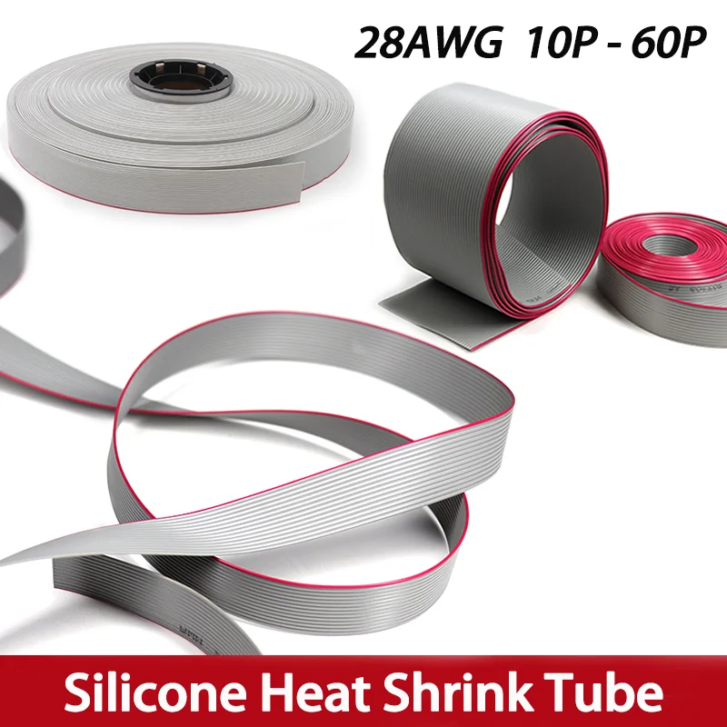 

1-20M UL2651 gray wire 28AWG flat wire 1.27mm red edge 10P~60P can be compressed to 2.54FC