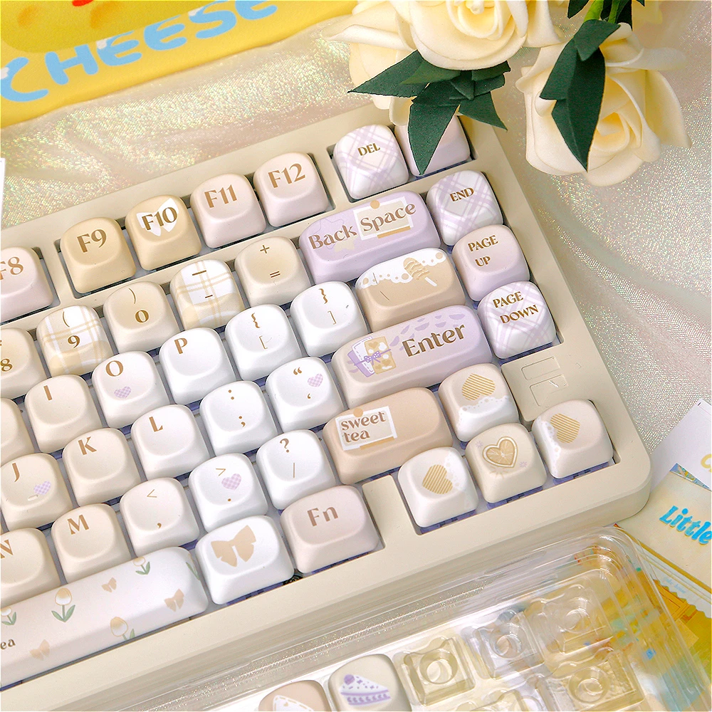 131 key MOA keycap set PBT warm tea Xi language, suitable for 60/64/84/98/108 game mechanical keyboard MX switch