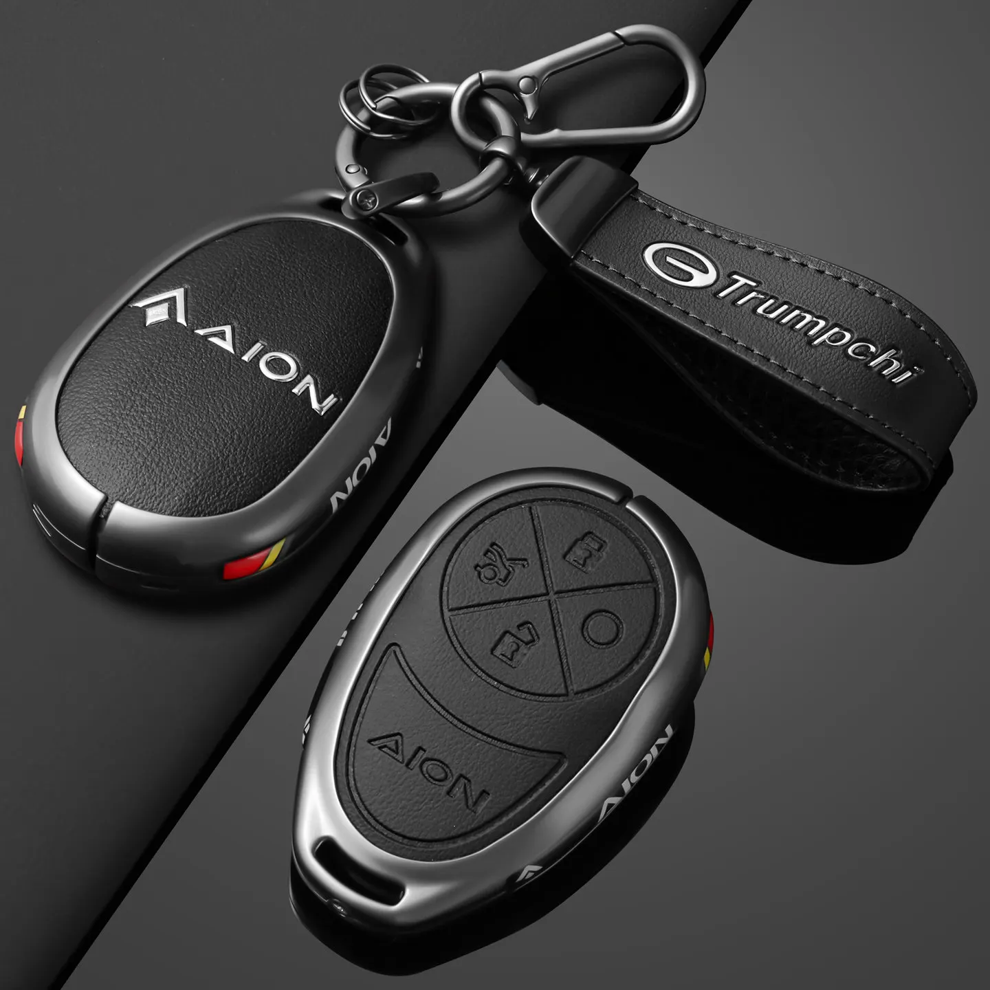 

Zinc Alloy Leather Smart Car Key Fob Case Cover Chain Remote Shell Holder Protector for GAC Aion RT 2025-2026
