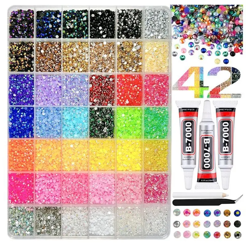 

Набор страз FIZP Multicolor Resin Jelly Rhinestone, 42000 шт., 42 цвета, 3 мм, плоские, с клеем B7000 для украшений