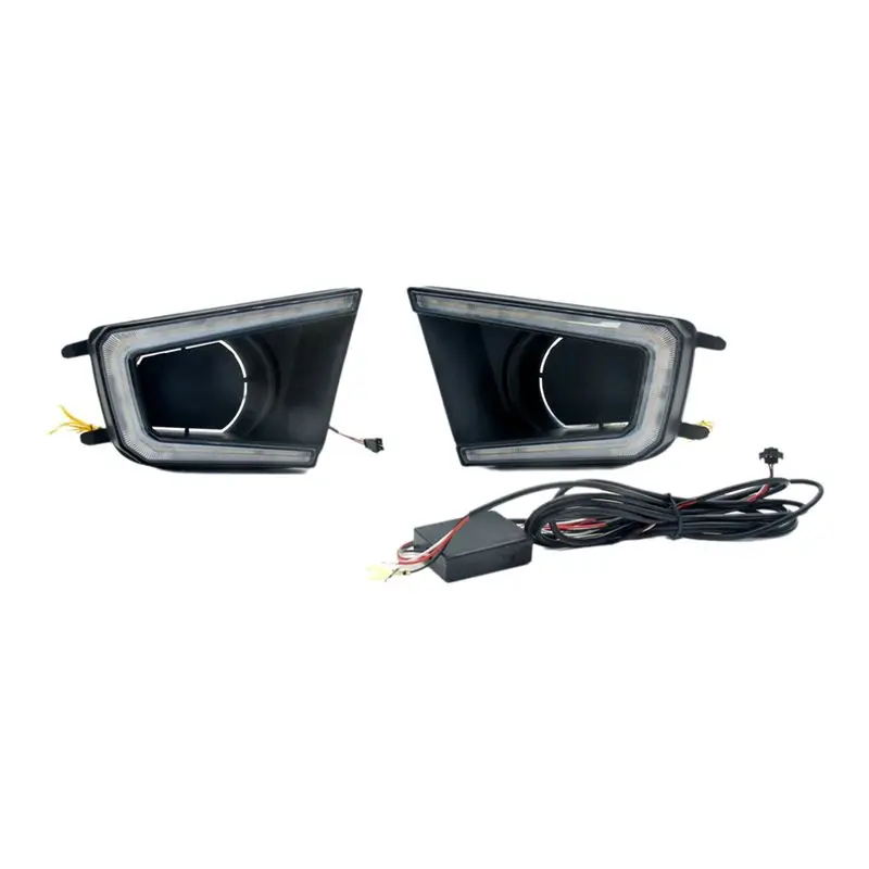 Reliable-For Toyota Tacoma 2012-2015 Dynamic Turn Signal Car DRL LED Daytime Running Light LED Fog Lamp White+Yellow Light