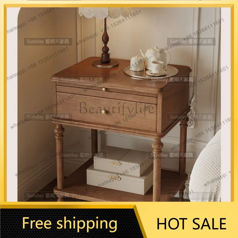 Factory Direct used wood nightstand, American vintage storage cabinet, multifunctional