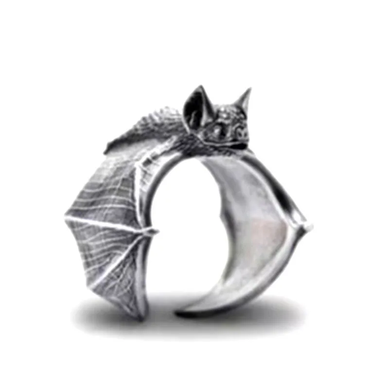 Retro Bat Ring Donkere Gotische Stijl Open Mond Vrouwelijke Verstelbare Punk Ring Handgemaakte Ring Mannelijke Trendy Cool