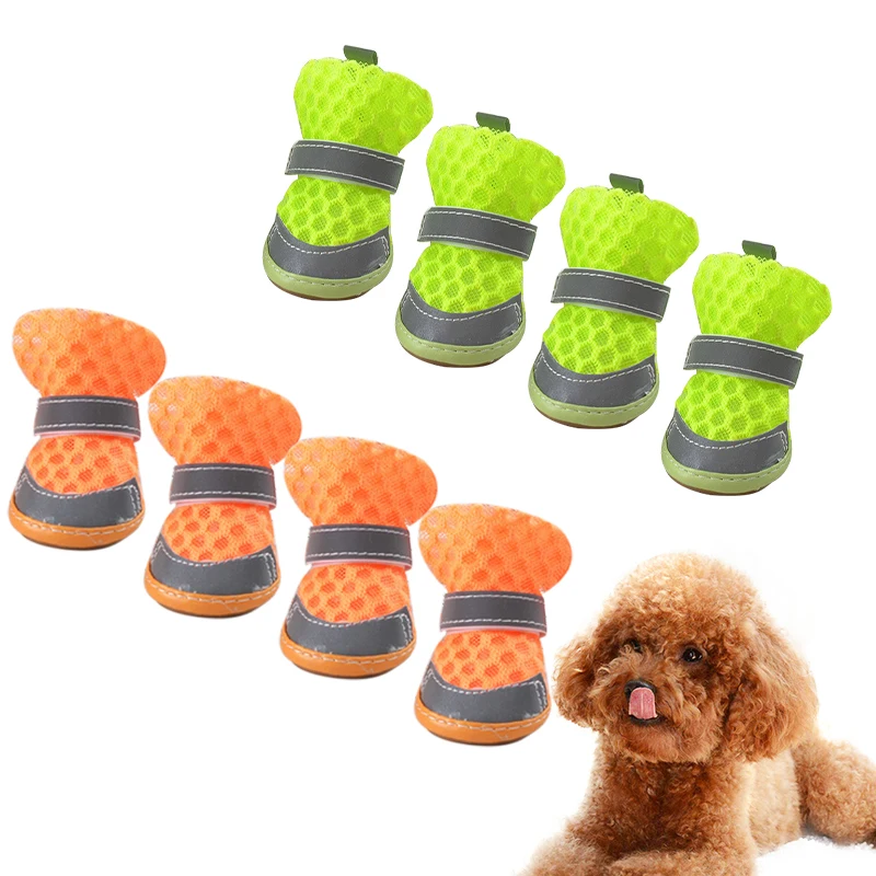 

Breathable Mesh Summer Pet Shoes Small Dog Reflective Boots Spring Outdoor Anti-slip Puppy Foot Cover Chihuahua Teddy Supplies