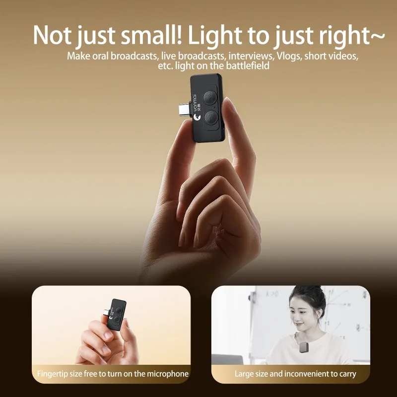 Microphone à revers Lavalier sans fil, Plug and Play, pour téléphone portable, réduction du bruit AI, double Microphone, enregistrement Vlog, vidéos courtes