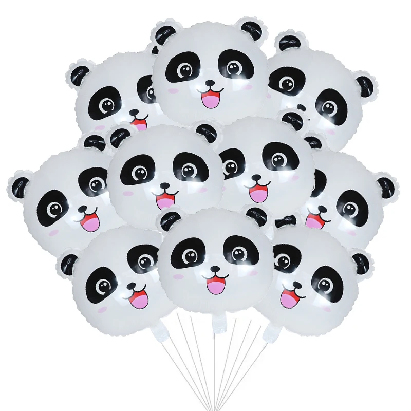 10Pcs 18Inch Cute Panda Balloon Aluminium Foil Balloons Panda Head Balloon Bouquet for Baby Shower Panda Birthday Party Supplies