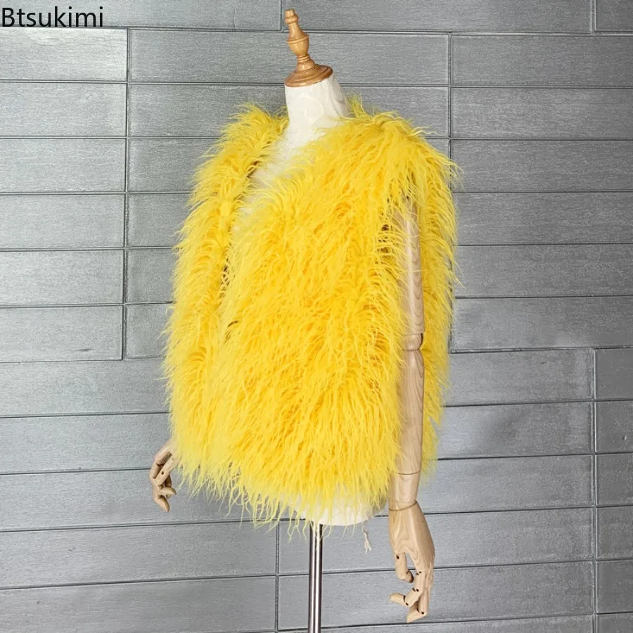 Fashion Colorful Mongolia Sheep Fur Vests Women Autumn Winter Faux Fur Waistcoats Luxury Warm Ladies Sleeveless Faux Fur Jackets