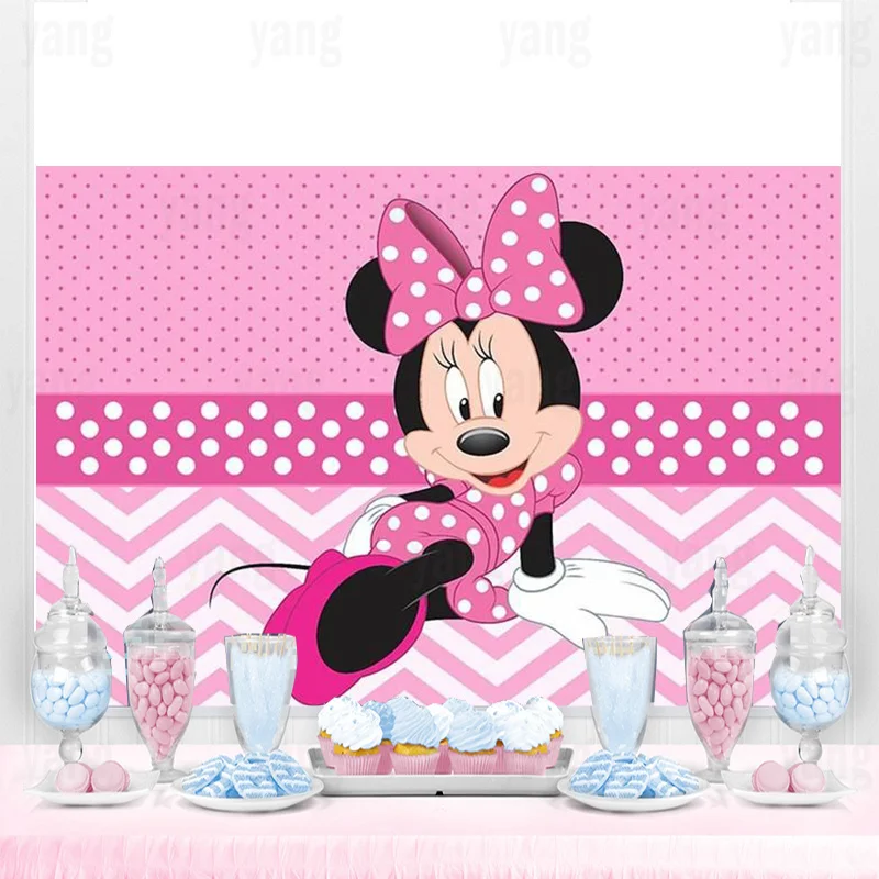 Фон для фотосъемки с изображением розового Минни Микки Мауса