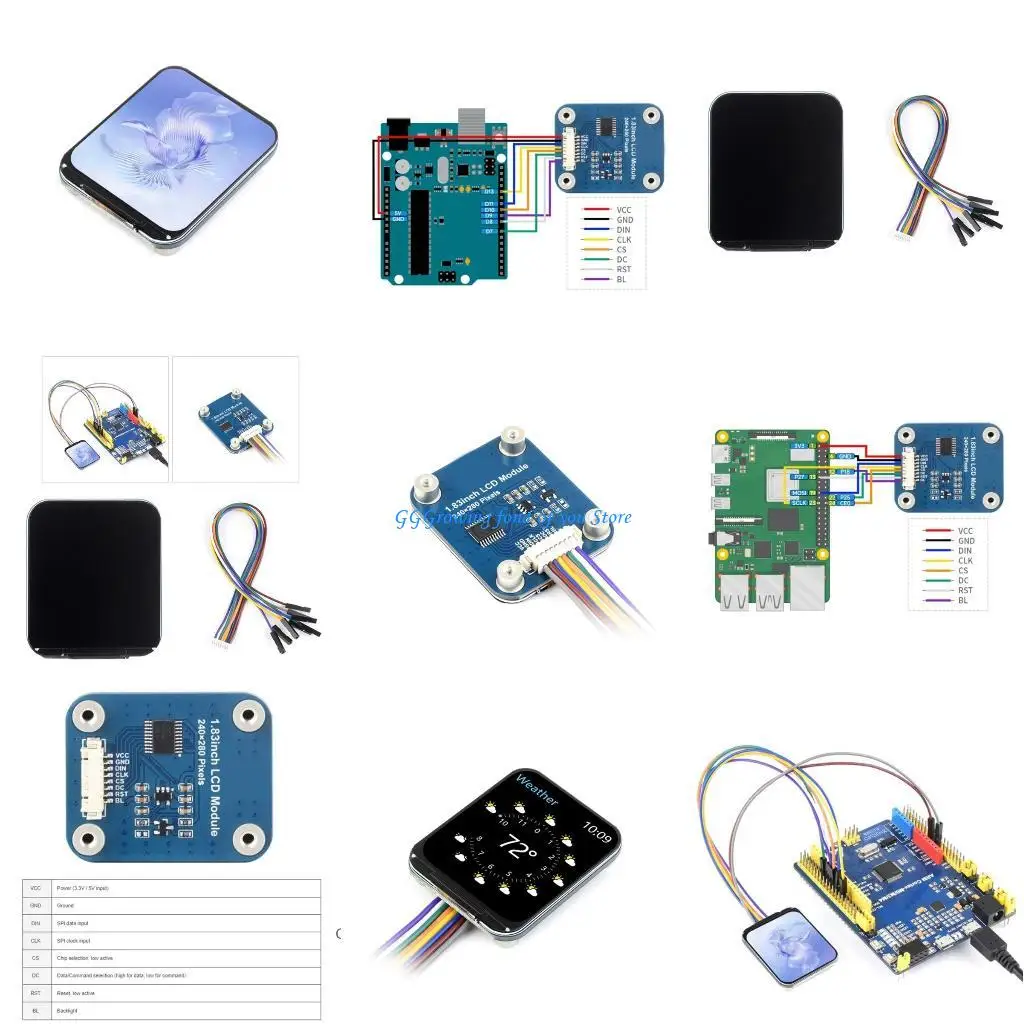 

H9EB 1.83inch LCD Display Module 240x280 Resolution SPI Interfaces IPS LCD 65K Color Round Corners Mini LCD Display Module