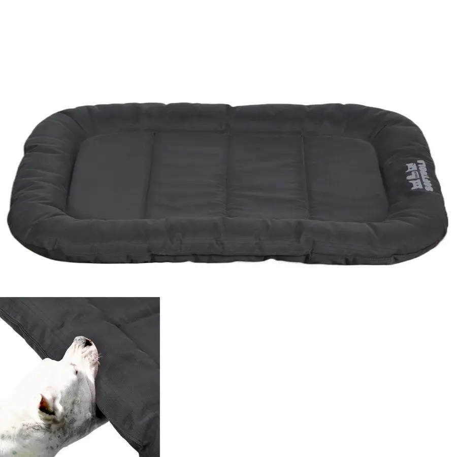 

Outdoor Dog Bed with Pillow Around Curling Sleep Fully Waterproof Indoor Cat Bed Crate Mat Stable Kennel Pad, for Pets Charcoal,